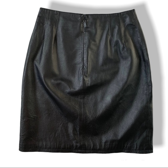 ✨ VINTAGE ✨ CLIO LEATHER | Leather Pencil Skirt Size 2 Petite - Picture 3 of 6